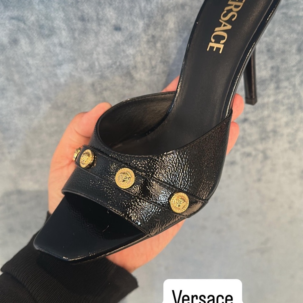 Versace Black Heels with Gold